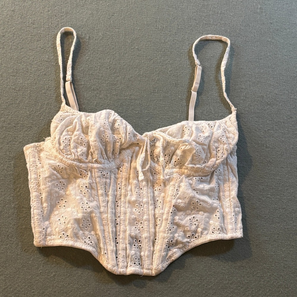 Out From Under Eyelet Corset Top Womens S White Bustier Cottagecore Coquette